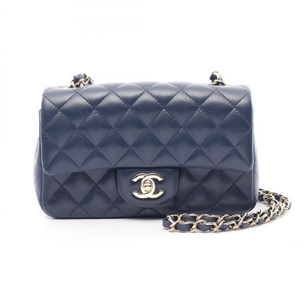 CHANEL Mini Matelasse 20 chain Shoulder Bag A69900 leather Navy Used GHW