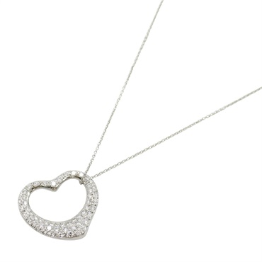 TIFFANY＆CO Open Heart Diamond Necklace Pendant Pt950 Platinum Used women