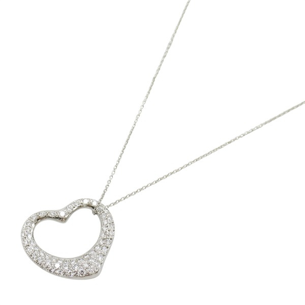 TIFFANY＆CO Open Heart Diamond Necklace Pendant Pt950 Platinum Used women