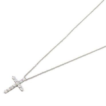 TIFFANY＆CO Cross Small Diamond Necklace Pendant Pt950 Platinum Used women