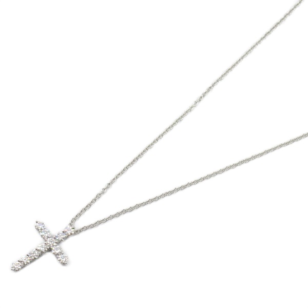 TIFFANY＆CO Cross Small Diamond Necklace Pendant Pt950 Platinum Used women
