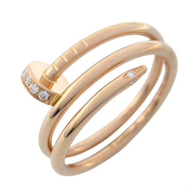 CARTIER Juste un Clou Double Ring Diamond 18KPG Gold Used women US size 7.75 #56