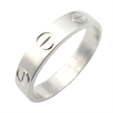 CARTIER Mini Love Ring 18KWG White Gold Used women US size 4.75 #49