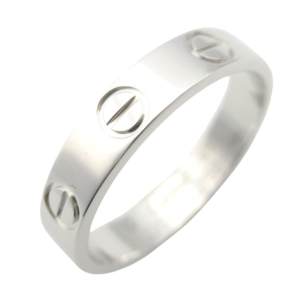 CARTIER Mini Love Ring 18KWG White Gold Used women US size 4.75 #49