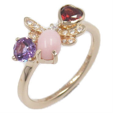 Chaumet Attrape Moi Ring Diamond 18KPG Gold Pink Opal Amethyst Used US size 6.75