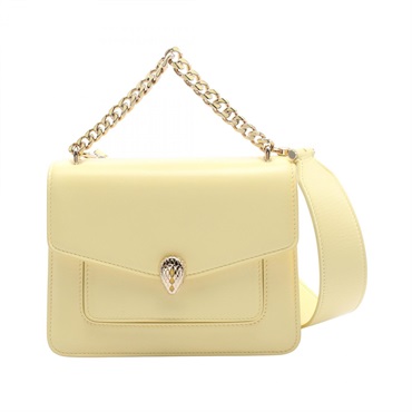 BVLGARI Serpenti 2way chain Shoulder Handbag leather Yellow Used Women GHW