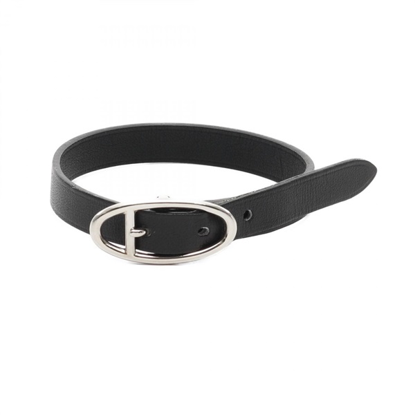 HERMES Api 1 Bracelet J leather Black Used Women