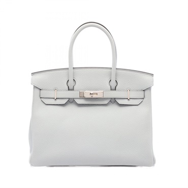 HERMES Birkin 30 Handbag Z Clemence leather Blue brume Used Women SHW