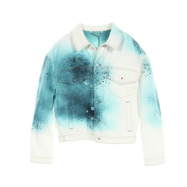 LOUIS VUITTON Spray paint Denim Jacket RM231M U14 HOA10W cotton White Blue Used