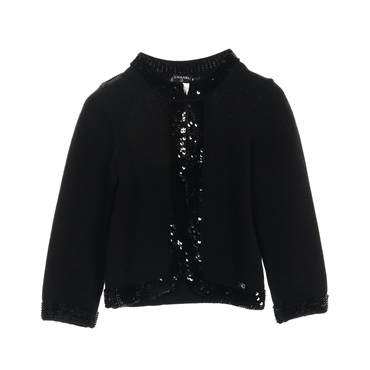 CHANEL cardigan #38 knitwear P30293K00367 wool Black Used