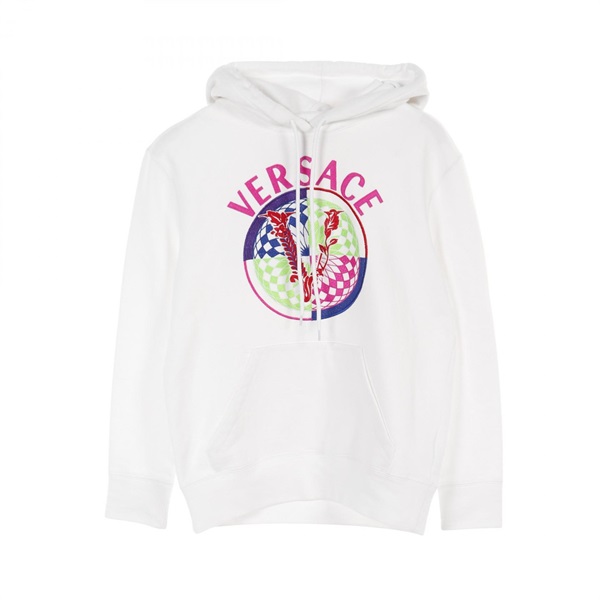 VERSACE Hoodie sweatshirt tops cotton White Multicolor Used Women #38