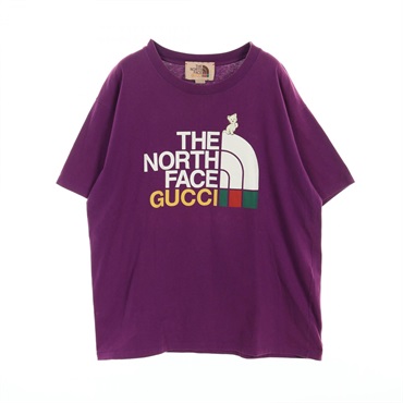 GUCCI THE NORTH FACE T-shirt L size short sleeves 616036 cotton Purple Used