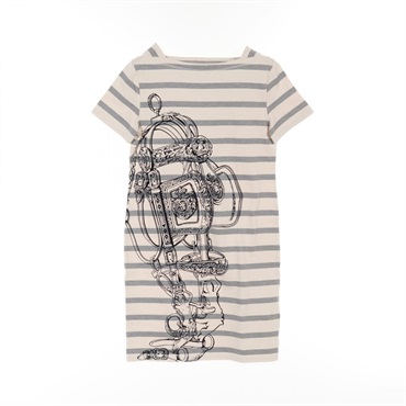 HERMES BRIDES de GALA Dress #34 short sleeves 17-7746 cotton Beige Gray Used