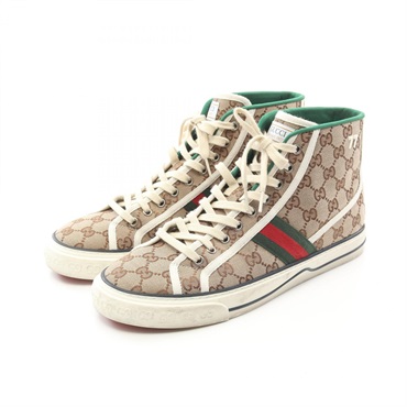 GUCCI Tennis 1977 high-cut sneakers #9 shoes 625807 canvas Beige Green Red Used