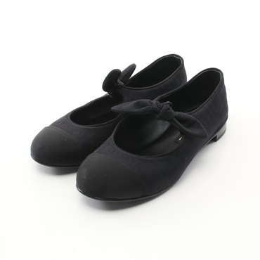 CHANEL Merry Jane Shoes Flat G46149 silk Cotton Grosgrain Black Used Women 38C