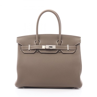 HERMES Birkin 30 Hand bag D Togo leather Etoupe Grey SHW Used