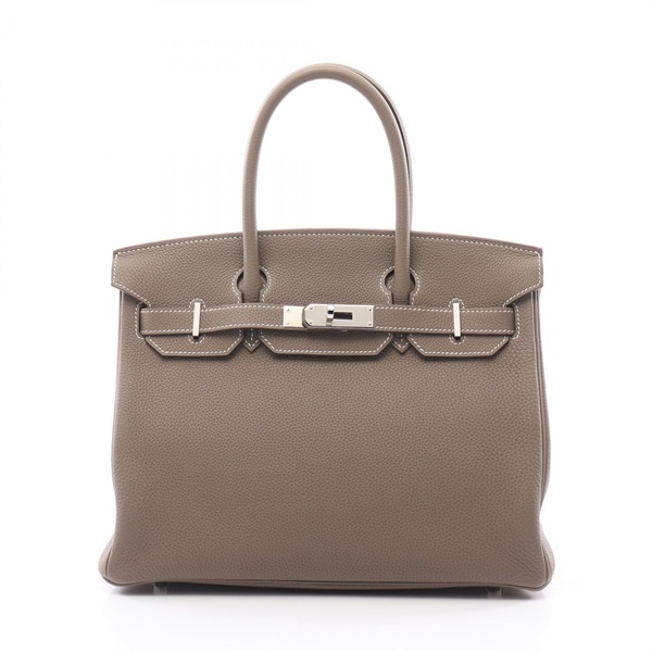 HERMES Birkin 30 Hand bag D Togo leather Etoupe Grey SHW Used