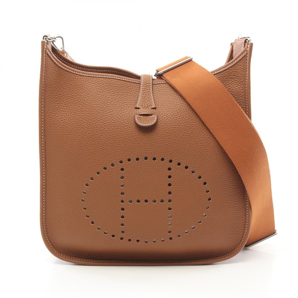 HERMES Evelyne 3 PM Shoulder crossbody Bag B Taurillon Clemence Gold Used SHW