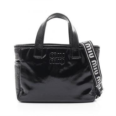 Miu Miu 2DOU CIRE 2way shoulder Tote Bag 5BG236 Patent leather Black Used Women