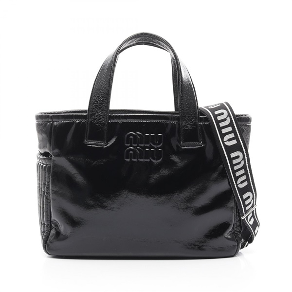 Miu Miu 2DOU CIRE 2way shoulder Tote Bag 5BG236 Patent leather Black Used Women