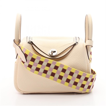 HERMES Lindy Mini 2way Shoulder Bag B Taurillon Clemence Nata Used SHW