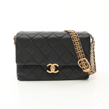 CHANEL Matelasse chain Shoulder Bag Lambskin Black Used GHW