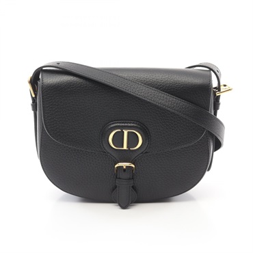 Christian Dior BOBBY Medium Shoulder crossbody Bag leather Black Used