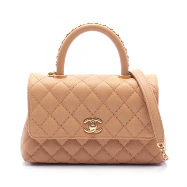 CHANEL Coco Handle Flap Matelasse Hand shoulder bag A92990 leather Camel GHW