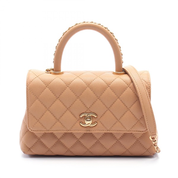 CHANEL Coco Handle Flap Matelasse Hand shoulder bag A92990 leather Camel GHW