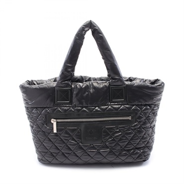 CHANEL Coco Cocoon MM Tote hand Bag A48611 Nylon leather Black Used SHW