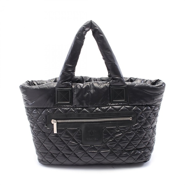 CHANEL Coco Cocoon MM Tote hand Bag A48611 Nylon leather Black Used SHW