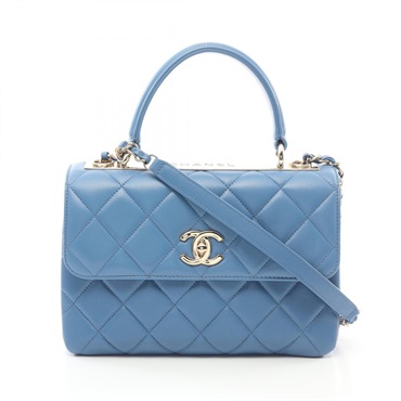 CHANEL Trendy CC top handle Hand shoulder bag A69923 Lambskin aqua Blue Used GHW