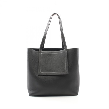 HERMES Cabas Sellier 46 Tote shoulder Bag W Taurillon Clemence Black Used