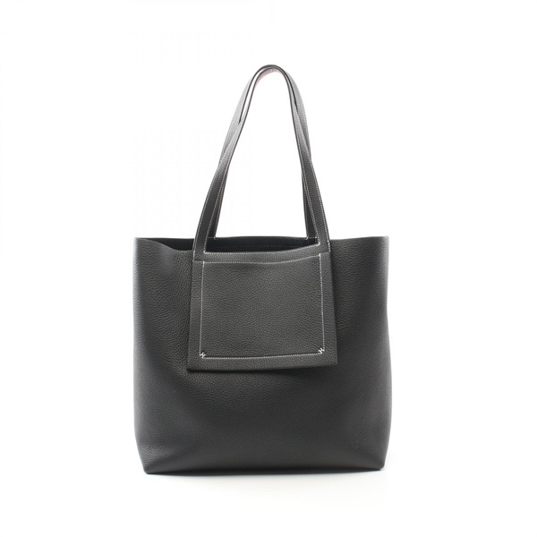 HERMES Cabas Sellier 46 Tote shoulder Bag W Taurillon Clemence Black Used