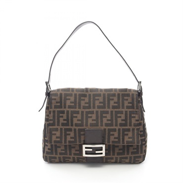 FENDI Mamma bucket Shoulder Bag 26325 canvas leather Brown Used Women