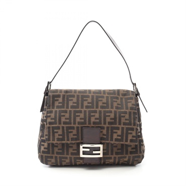 FENDI Mamma bucket Shoulder Bag 26325 canvas leather Brown Used Women