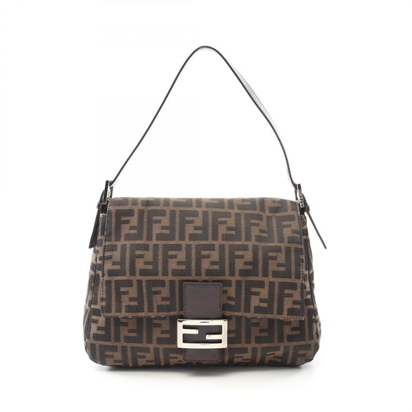 FENDI Mamma bucket Shoulder Bag 26325 canvas leather Brown Used Women