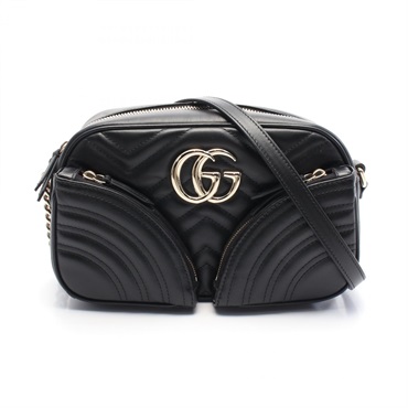 GUCCI GG Marmont Small Shoulder Bag crossbody 798715 leather Black Used Women