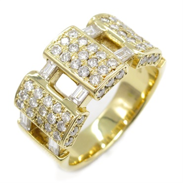 JEWELRY Diamond Ring 18KYG Yellow Gold Used women US size 7.75