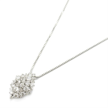 JEWELRY Diamond Necklace Pendant 45.5cm 18KWG White Gold Clear Used Women