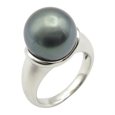 JEWELRY Pearl Ring Pt900 Platinum Gray Used Women Size 6.5