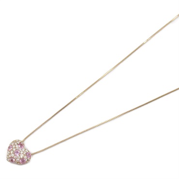 JEWELRY Diamond Pink Sapphire Necklace 18KPG Rose Gold Used women Pendant