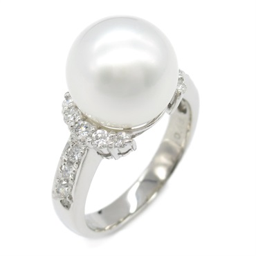 JEWELRY Pearl Diamond Ring Pt900 Platinum Used women US size 7