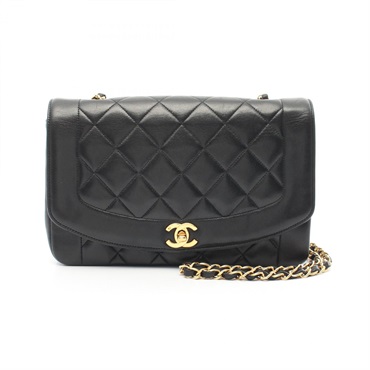 CHANEL Matelasse Diana Flap Chain Shoulder Bag A01165 Lamb leather Black Used CC