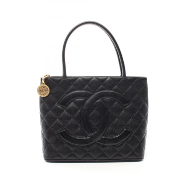 CHANEL Medallion Tote Hand Bag A01804 leather Grained calfskin Black Used GHW CC