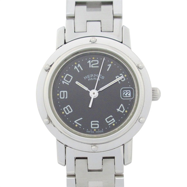 HERMES Clipper Wrist Watch CL4.210 Quartz Stainless Steel Used Women