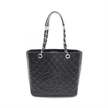 CHANEL Matelasse Tote chain shoulder Bag leather Black Used