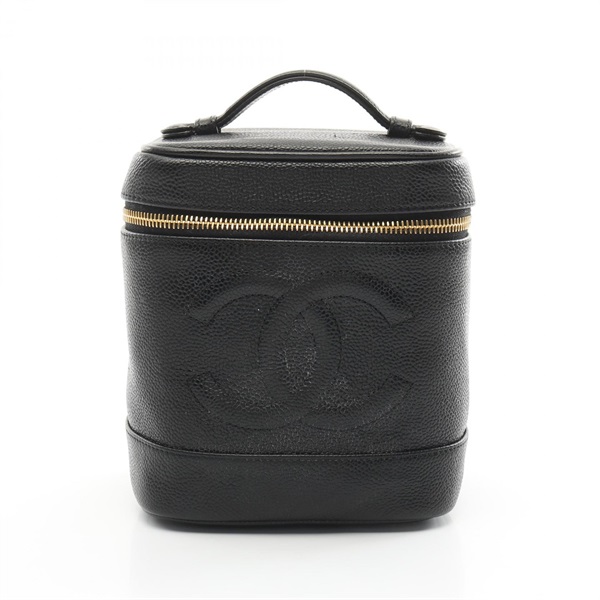 CHANEL COCO Mark Vanity Handbag A01998 leather Grained calfskin Black Used GHW