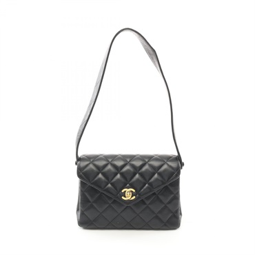 CHANEL Matelasse chain Shoulder Bag Lambskin Black Used GHW