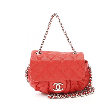 CHANEL Matelasse Chain Around Shoulder Bag A49914 leather Red Used SHW